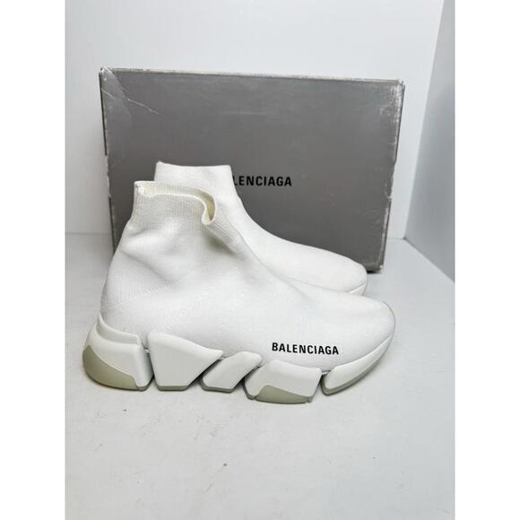 Balenciaga Speed 2.0 LT Sneakers White Knit Women’s Size 35 / US 5 New w Box - Picture 1 of 6